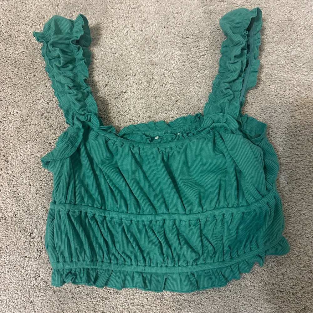 Dry Goods Teal Ruffled Tank Top
